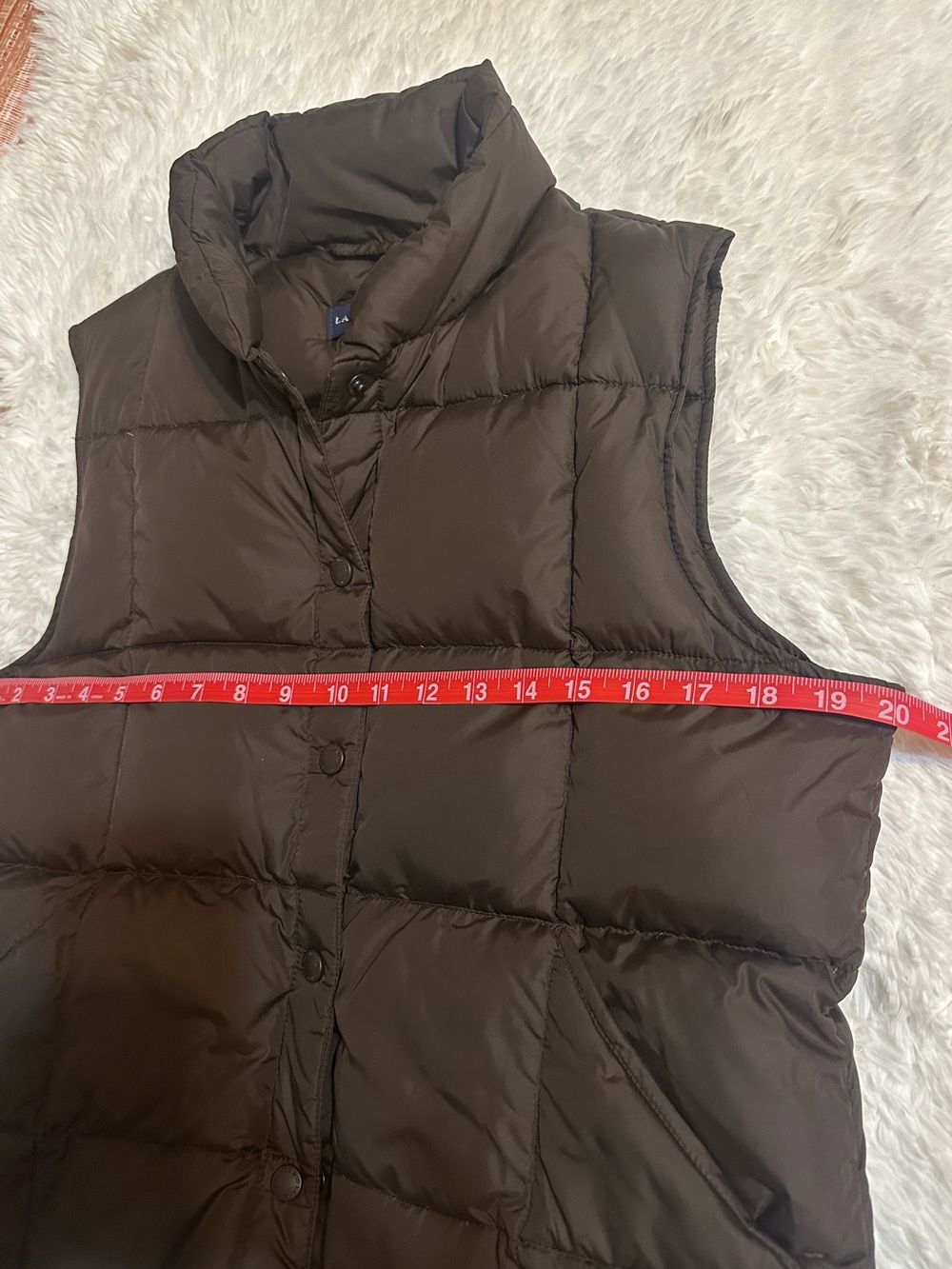 Lands’ End Brown Down Puffer Vest Small 6-8 Quilted Snap Front - Picture 6 of 9